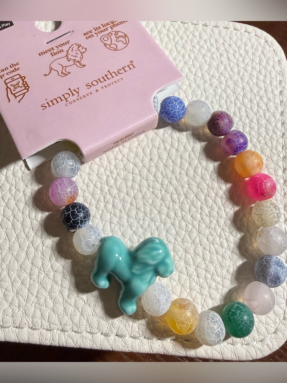 Simply Southern Multicolor Crackle Beaded Lion Tracking Bracelet